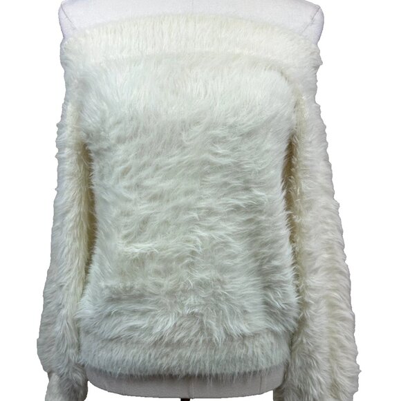 ๐ค Banana Republic โ Eyelash Off-Shoulder Sweater โ Cream โ Medium โ Worn 1X โจ - Picture 3 of 11